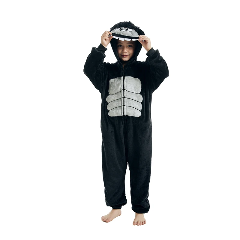 Chimpanzee Pajamas Kigurumi Anime Onesie Cosplay Costume Full Body Whole Pijama Kids One-Piece Sleepwear Christmas For Halloween