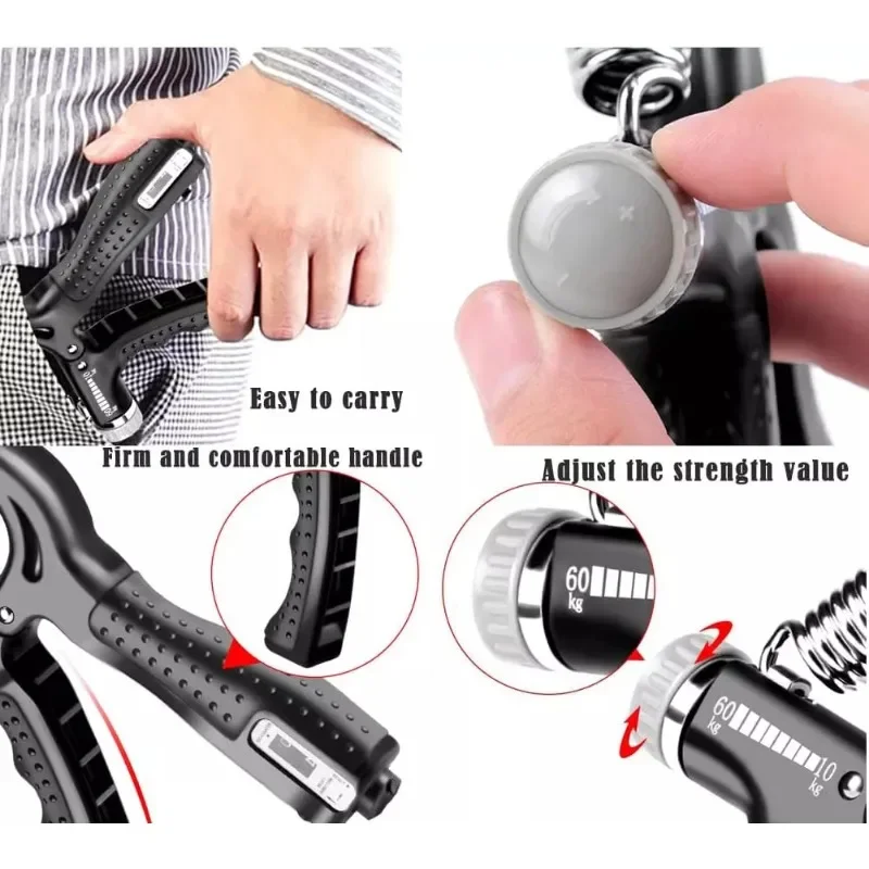 11-132lbs R-type Counting Hand Grip Adjustable Strength Apparatus Forearm Muscle Training Dynamometer Five Finger Rehabilitation