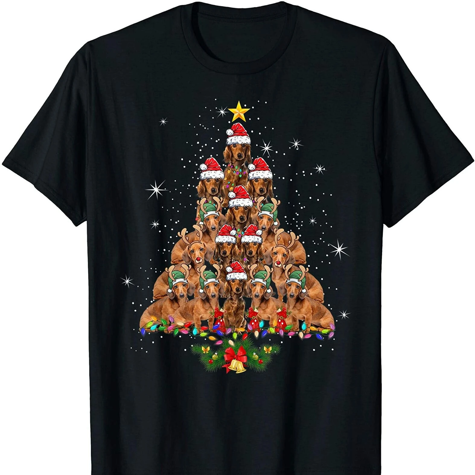 

Dachshund Christmas Tree Funny Dog Lovers Christmas Gift T Shirt. Short Sleeve 100% Cotton Casual T-shirts Loose Top Size S-3XL
