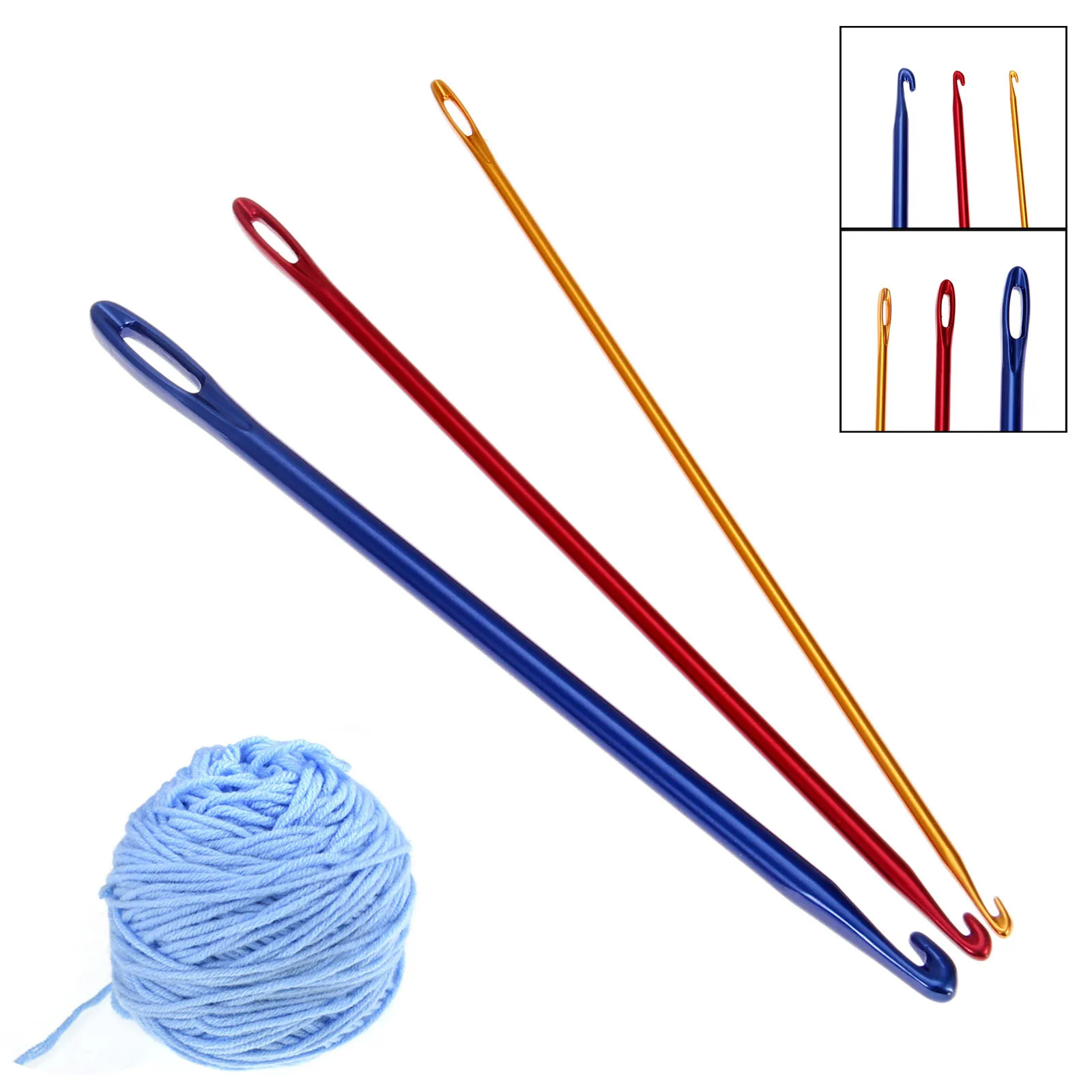

3pcs 2.75mm+4mm+6mm Metal Handle Crochet Needles Crochet Hooks Set for Knitting Needles Weave Sewing Needles Tool