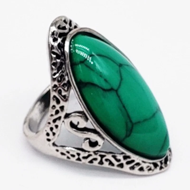 Vintage Bohemian Style Oval Rings for Women Finger Ring Engagement & Wedding Bridal Band Jewelry Ring Size 6-11 6 Colors