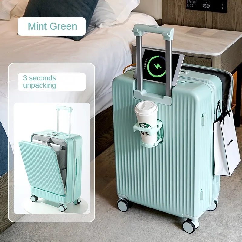 Bagaglio con apertura frontale alla moda nuova valigia multifunzionale con Password valigia universale per Trolley con ruote custodia per Laptop borsa da imbarco