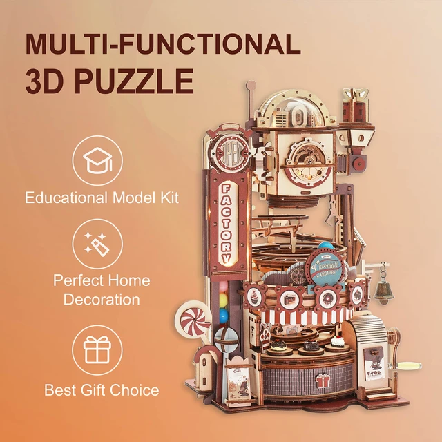 Chocolate Factory - 420pc DIY 3D Wooden Puzzle & Marble Run