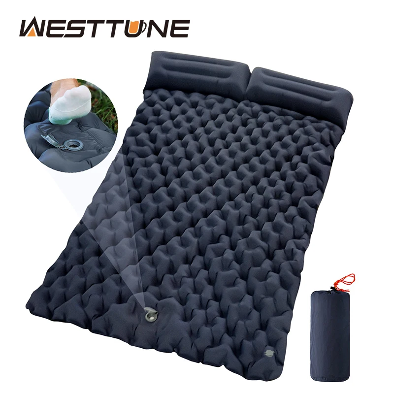 CampingDoubleInflatableMattresswithBuiltinPillowPumpOutdoor
