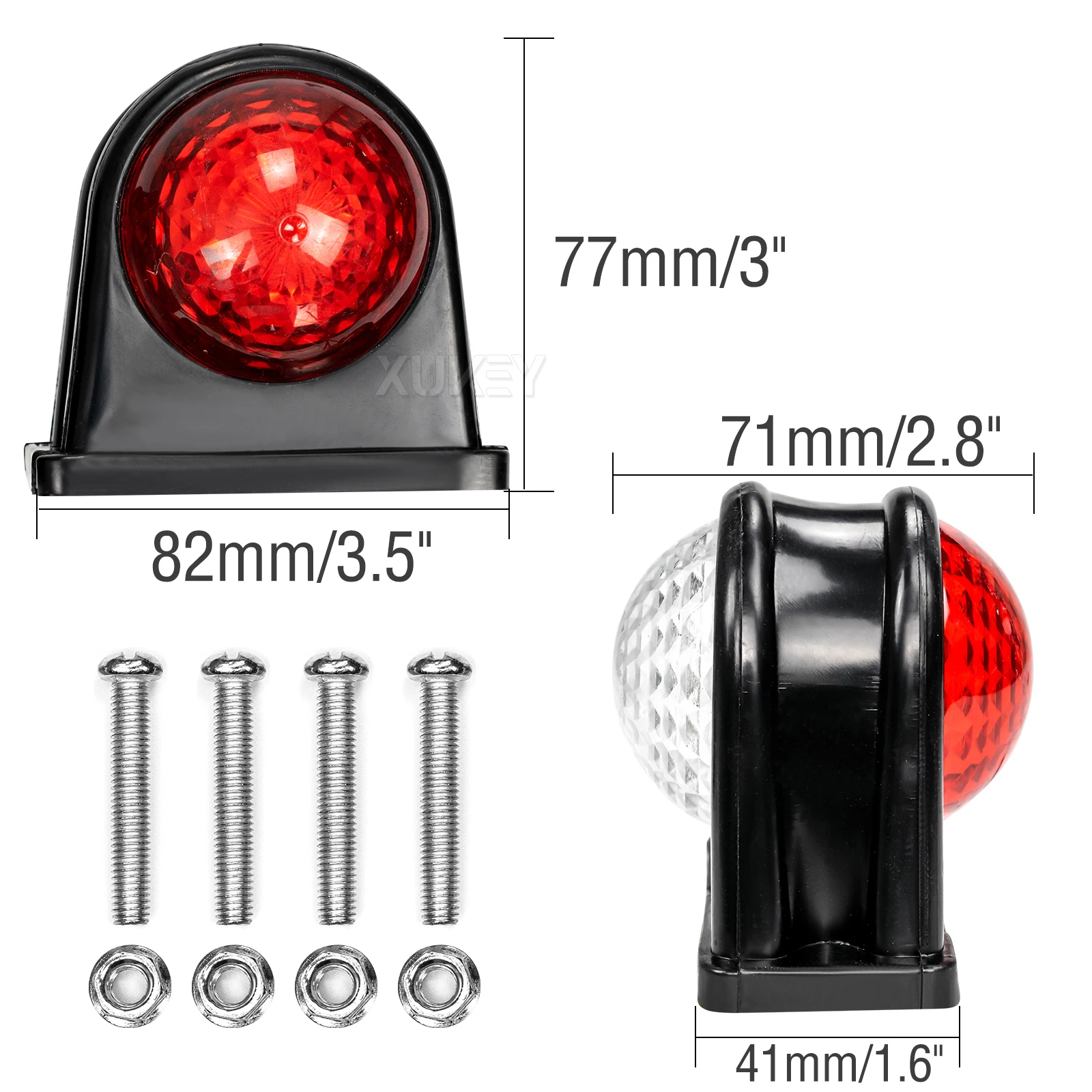 8LED Clearance Elbow Rubber Light 2X Trailer Truck Position Parking Outline 12V 24V Side Marker Lights White Red Rear Lamps