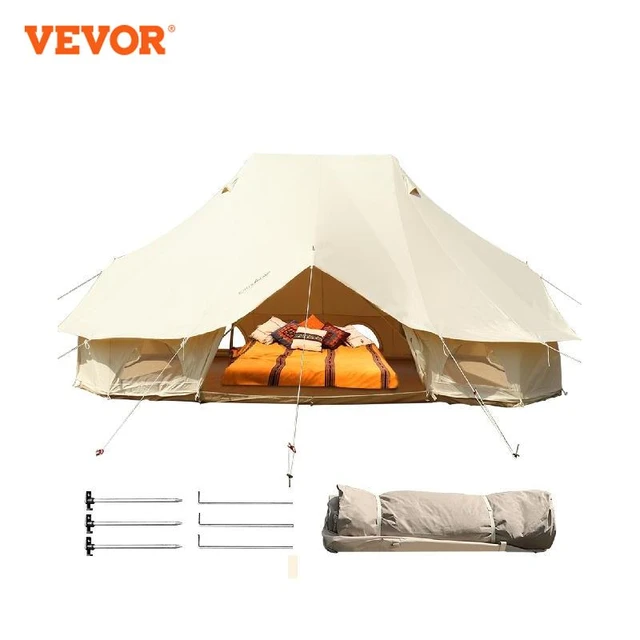 Vevor 8-12 People Bell Tent Canvas Yurt Tents 19.7x13.1x9.8 Ft Canvas Tent  Beige For Camping Family Tent Activities Weddings - Gazebos - AliExpress