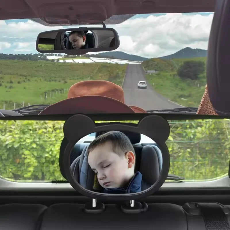 Adjustable Car Rear Seat View Mirror Cartoon Wide View Baby Safety Facing Seat Mirror Universal Shatterproof Car Kids Monitor