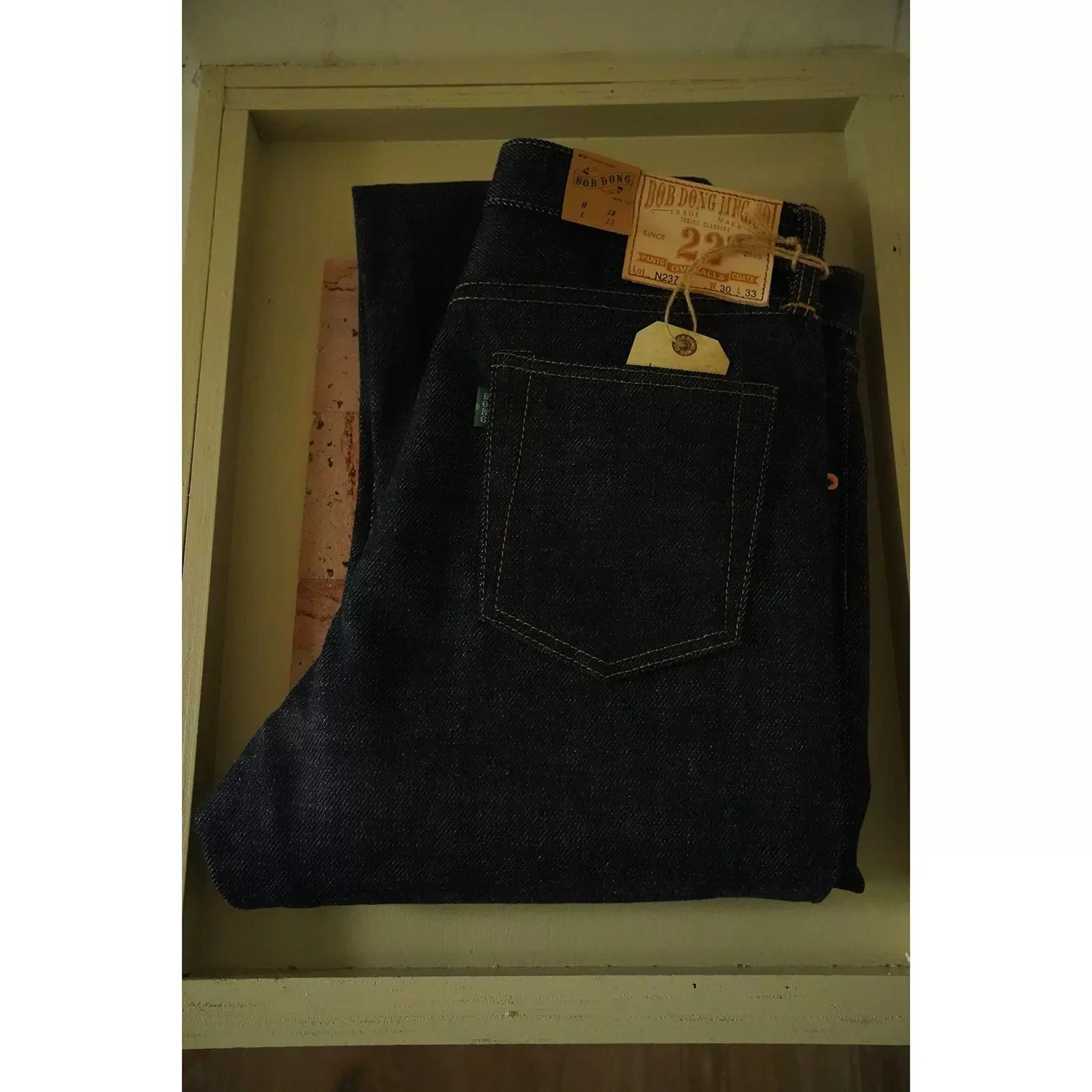 BOB DONG 22oz Heavyweight Selvage Denim Jeans Rigid Slim Straight Fit Pants Indigo N237 2