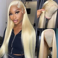 Perruque Lace Front Wig naturelle lisse, cheveux humains, blond 613, 13x6, 13x4, pre-plucked, pour femmes 2
