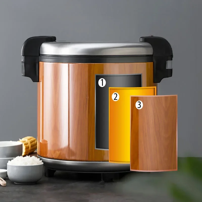 Commercial Heat Preservation Pot Rice Cooker 23L Large Capacity Food Warmer Container Stainless Steel Heat Insulation Barrels