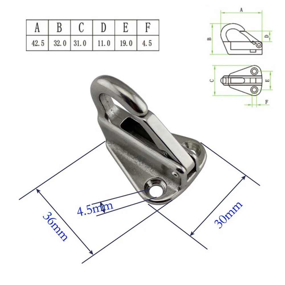 2 Fender Hook Marine 316 Stainless Steel Spring Snap Fending Boat Hardware Spring Locked