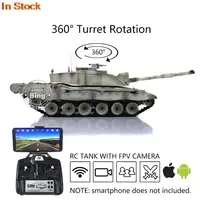 Heng Long 1/16 7.0 Challenger II FPV Camera RC Tank 3908 Painted White 360° Turret Steel Gearbox RTR Toys Machine Gun TH17756 1