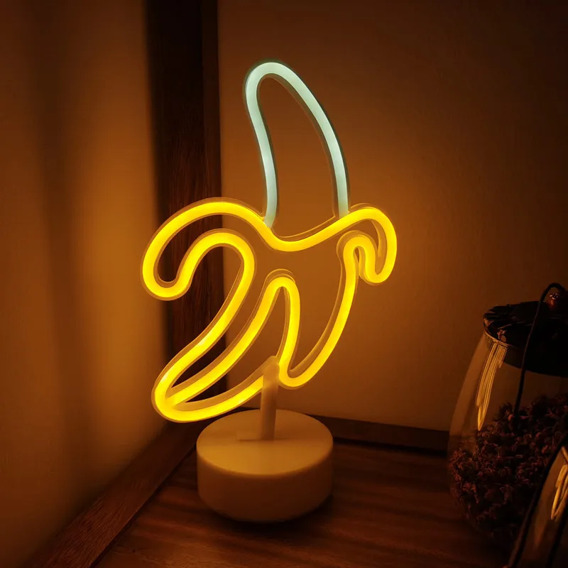 Description Picture 5 of itemBanana Shape Neon Light Signs light with base Room hotel desk Decor Lamp LED Art Neon Night Lights Hanging Led Lamp for Party