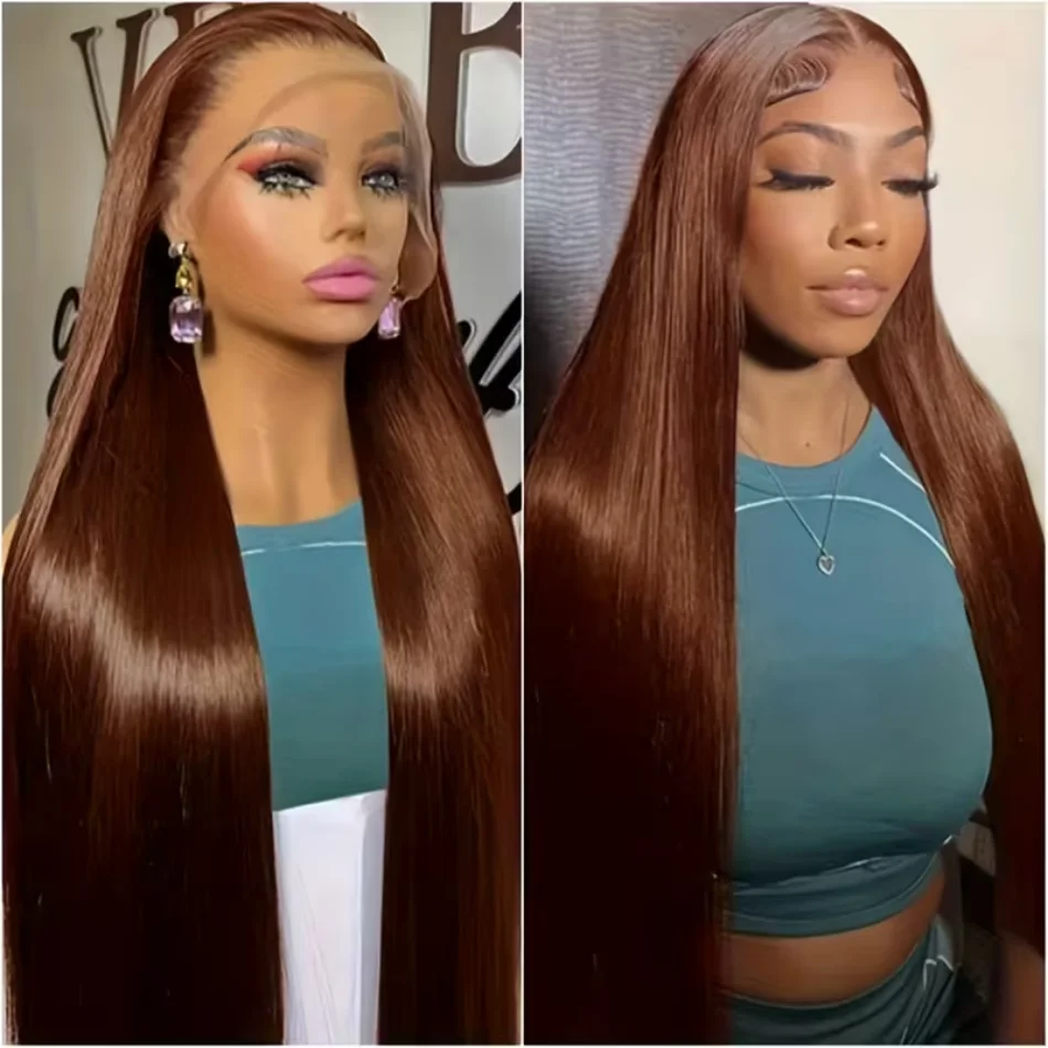 Chocolate Brown 13X6 Human Hair Wigs Hd Lace Straight Lace Front Wigs 100%Human Hair Quality Brazilian Wigs Original 30 36 Inch