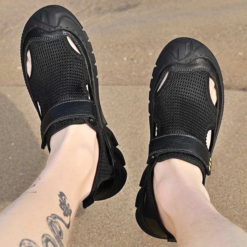 Mens Hiking Sandals Outdoor Sports Summer Shoes Low Heel Sliders Sandals Summer Men's Beach Shoes_voghion.com