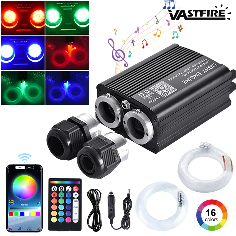32W RGBW Twinkle Fiber Optic Star Ceiling Lights Kit Car Roof Star Light Bluetooth APP Music Control Car Starry Sky Ceiling Lamp