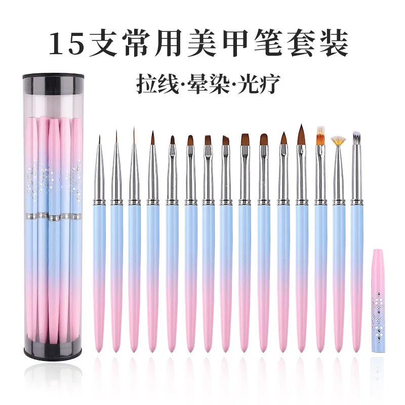 Nail Art Stripes Lines Brushes DIY Painting Flower Brush Powder Acrylic UV Gel Drawing Pen Dotting Tools Manicure Nail Brushes