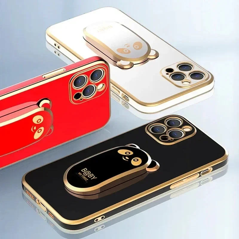 Adorable Bear Eye Stand Holder Phone Case - Soft and Durable Cover