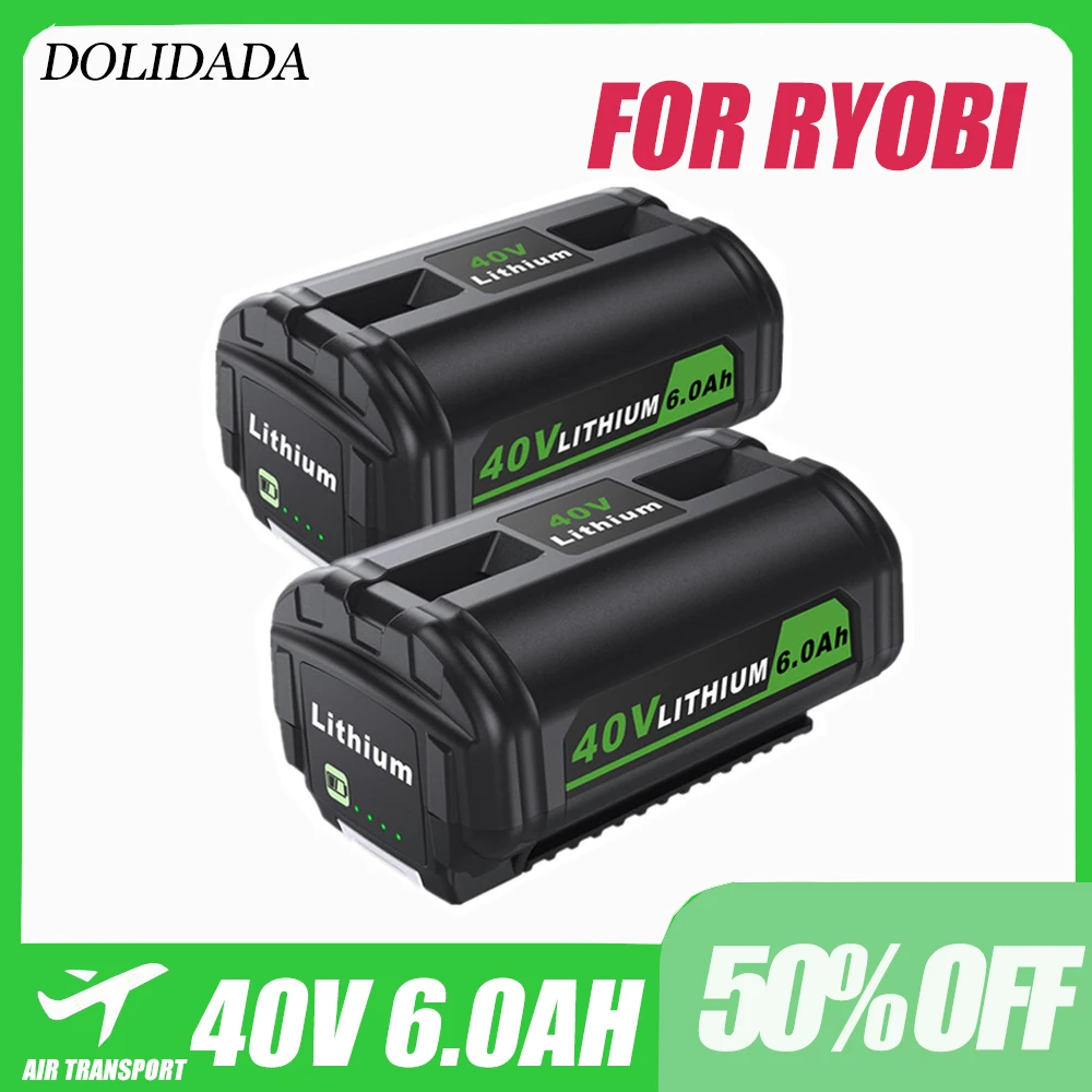 

40V Lithium Replacement Battery for Ryobi 1 PCS 40V 6.0AH Battery Ryobi 40 Volt Collection Cordless Power Tools OP4040 OP4050A