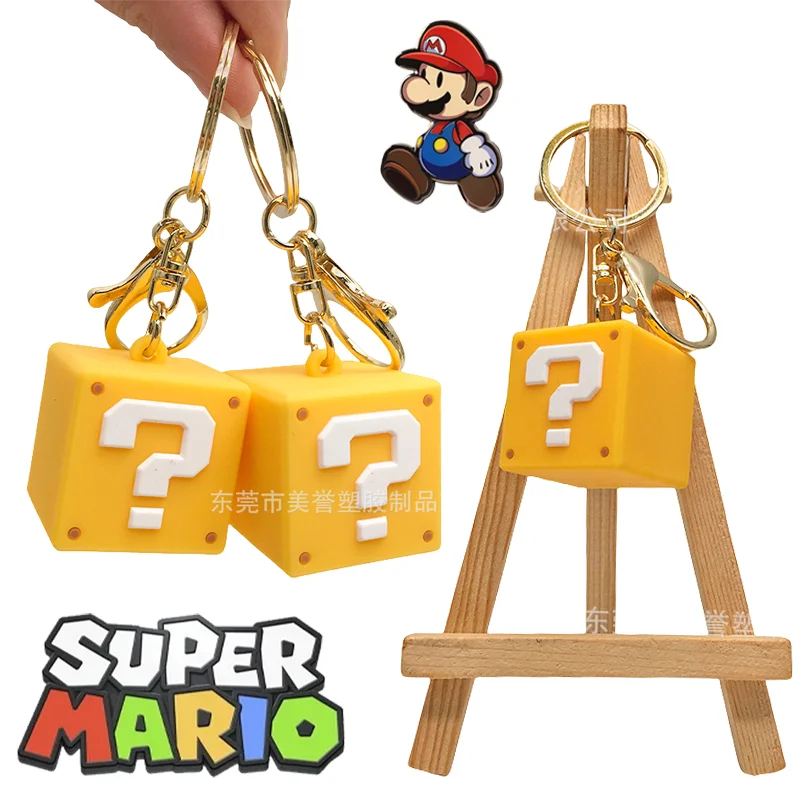 Super Mario Bros Question Mark Keychain Cartoon Keyring