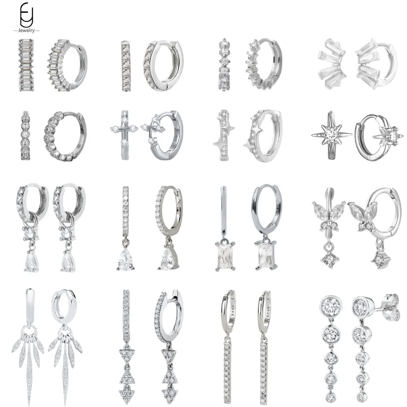 

925 Sterling Silver Ear Buckles Fashion Hoop Earrings White Crystal Luxury Women's Earrings Wedding Women's Jewelry Premium Gift