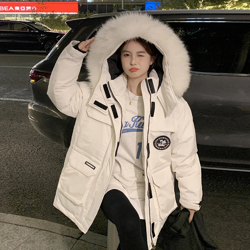 

Winter Jacket Women 2022 New Loose Parkas Warm Mid-length Coat Women Clothing Thicken Hooded Coats and Jackets with Fur Collar Z
