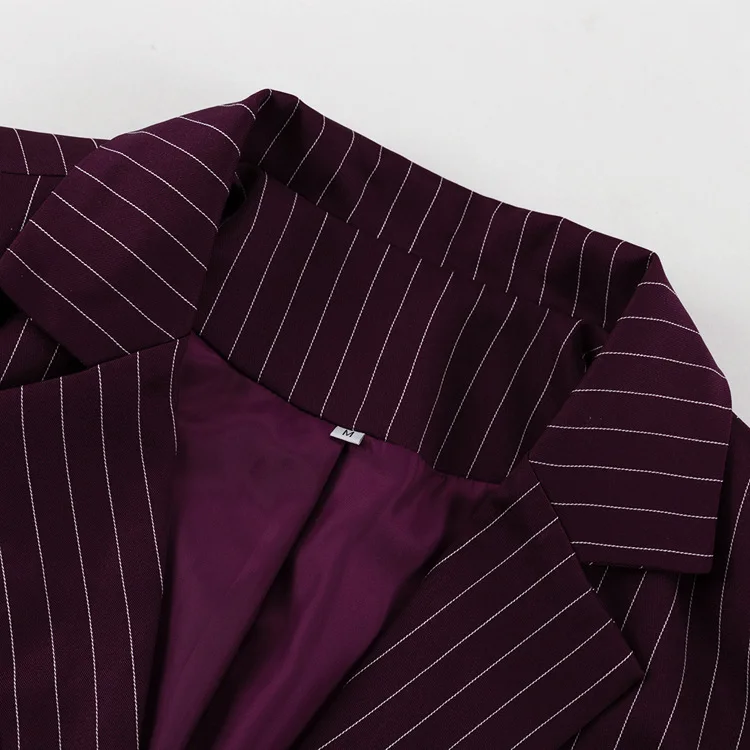 Lace Striped Suit Outwear For Women Patchwork Long Sleeve Lapel Fashion Commute Pocket Coat Ruffled Female Loose Blazer