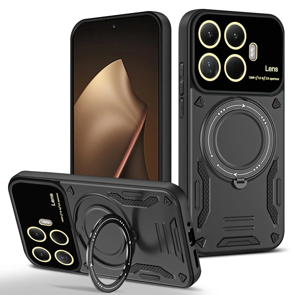 360° Rotating Magnetic Bracket Armored Phone Case with MagSafe Compatibility