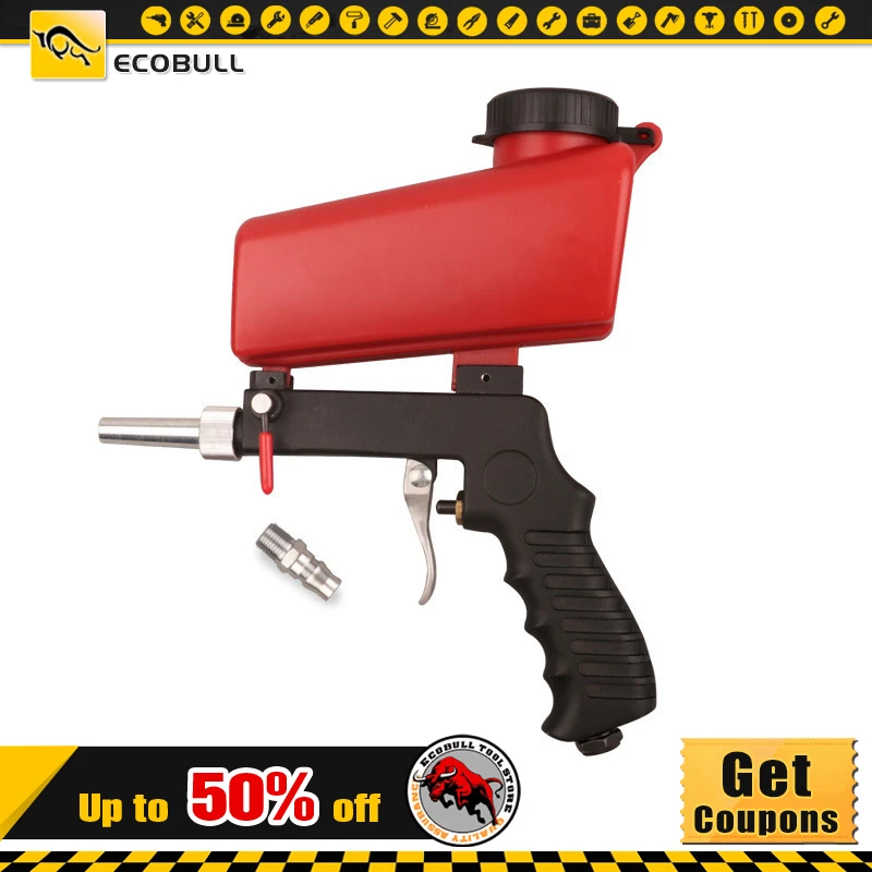 

90psi Portable Gravity Sandblasting Gun Small Sand Blasting Machine Adjustable Set Pneumatic Spray Tool