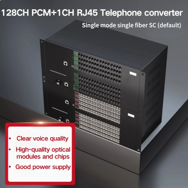 PINWEI 48-64-128Ch RJ11 Telephone PCM Voice to Fiber Optic Media Converter with 10/100M RJ45 Port