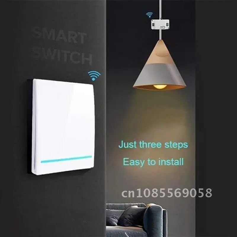 

1 Set Wireless Wall Panel Transmitter Safety Switch Receiver Kit Easy To Install Lighting Accessories