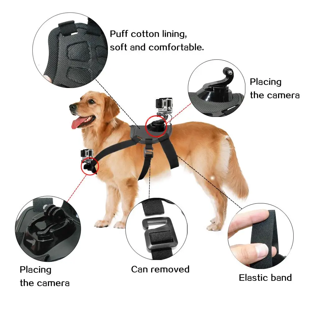 Adjustable Fetch Dog band for Gopro hero8 Dog harness