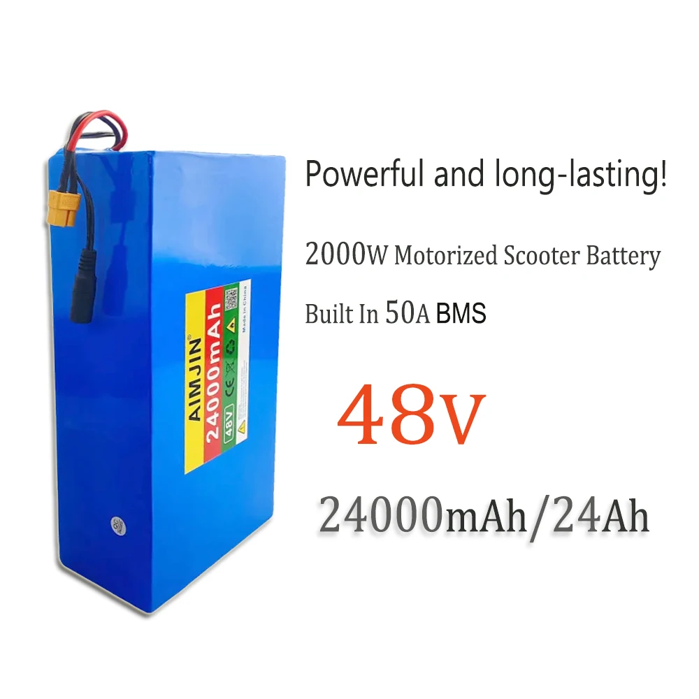 48V 24000mAh 13S6P Li-ion Battery Pack 2000W Citycoco Motorized Scooter Battery Built In 50A BMS+54.6V Charger