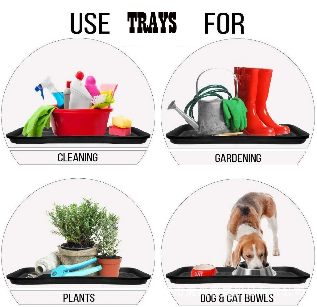Shoe Mat Trays 3PCS Boot Tray Heavy Duty Storage Tray Dog Bowl or Cat Bowl Mats Trap Mud to Protect Floor 13.7X10.8 Inch