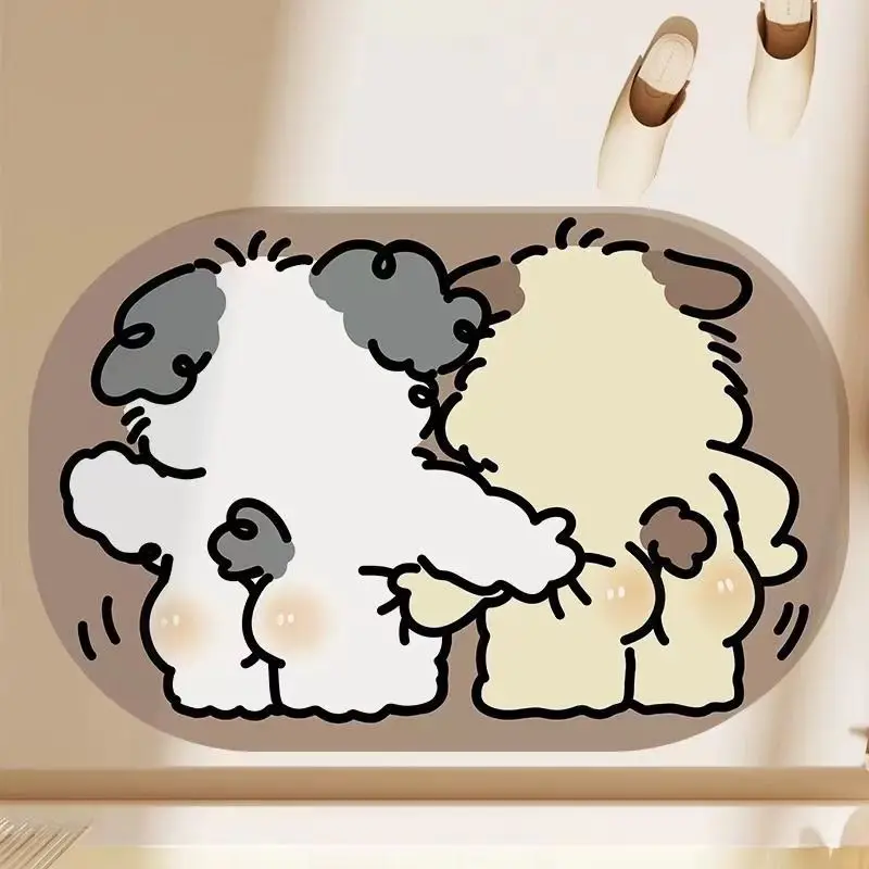 VIKAMA - Alfombrilla de baño con dibujos animados, fácil de cuidar, antideslizante, absorbente, de secado rápido