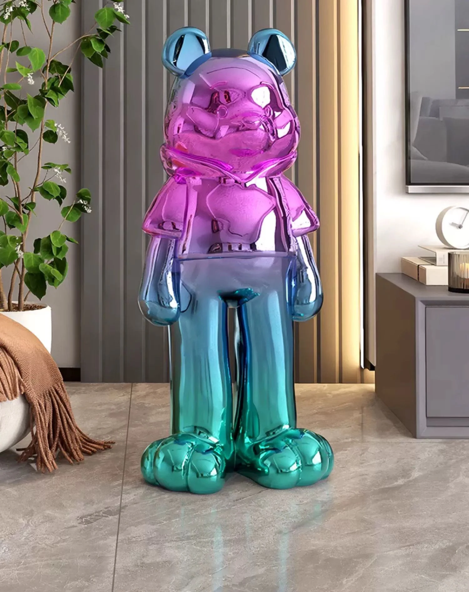 

Гальванические украшения в виде медведя, Большая искусственная мультяшная скульптура животного, роскошные аксессуары для украшения гостиной, подарки