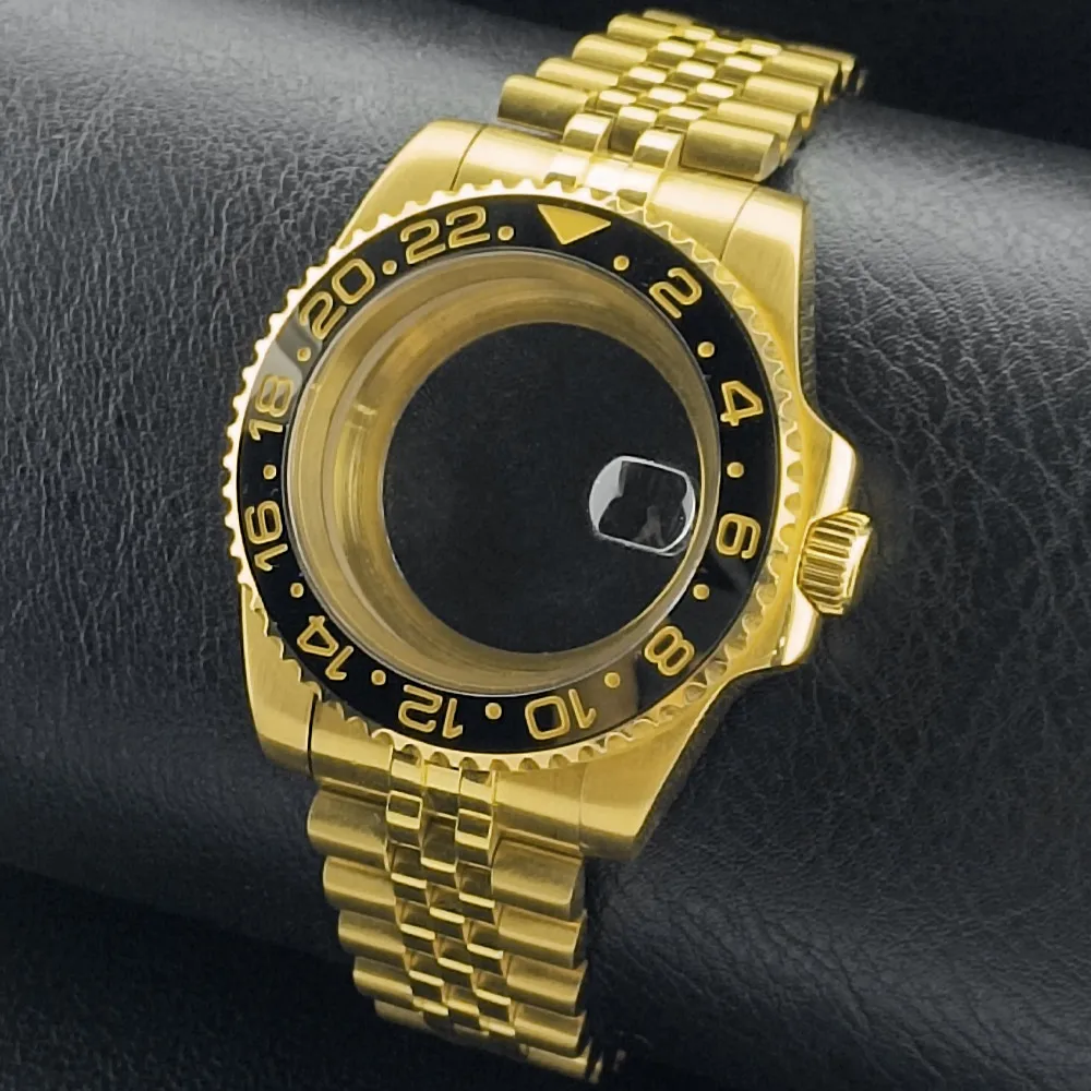 Premium GMT Watch Case with Bidirectional Sapphire Bezel and Slide Buck, 40MM, 5Bar Water Resistance