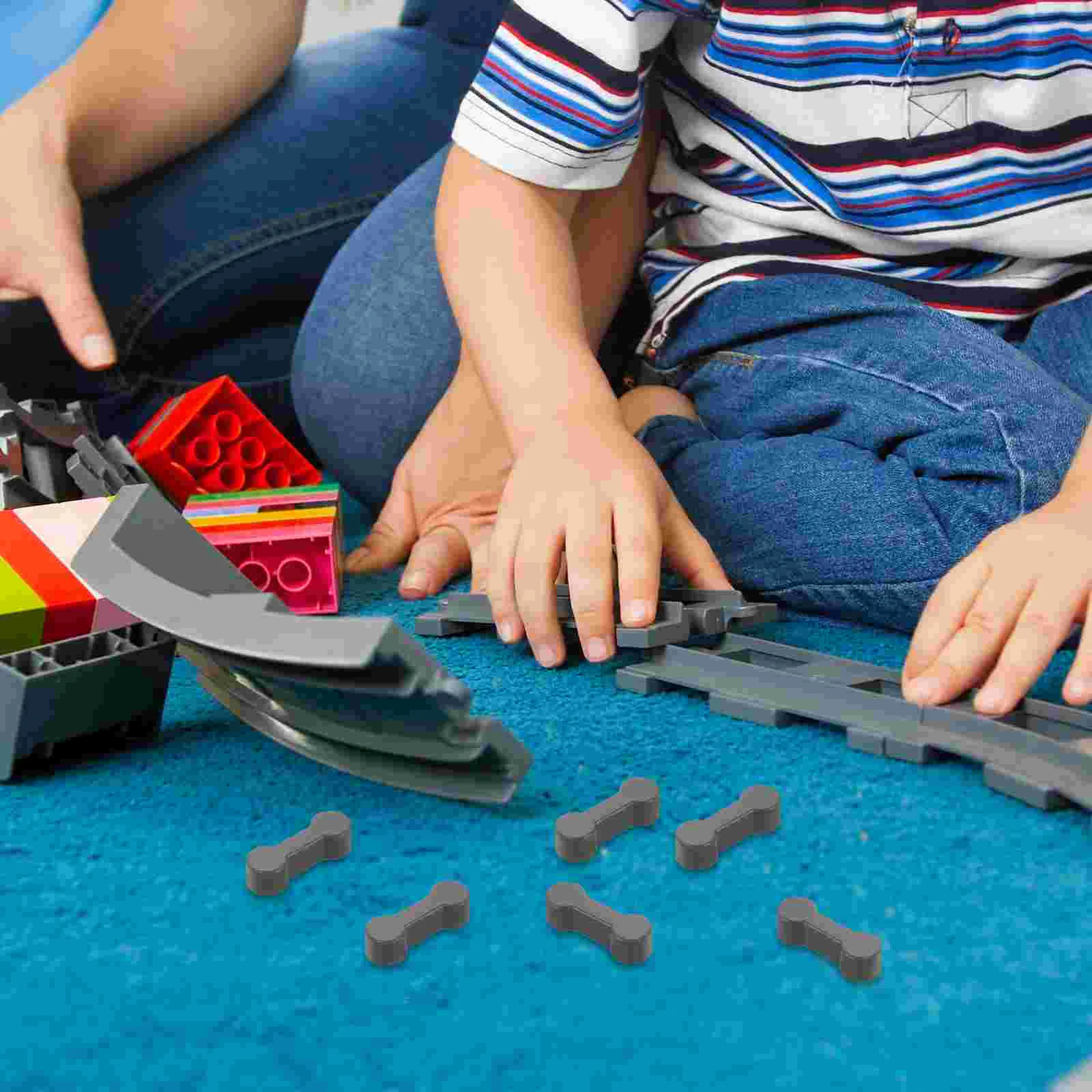 Train Track Buckle Parts Wooden Connectors Plastic Joiners Dark Grey Adapter Kit Toys Accessories for Trains 20 Pcs