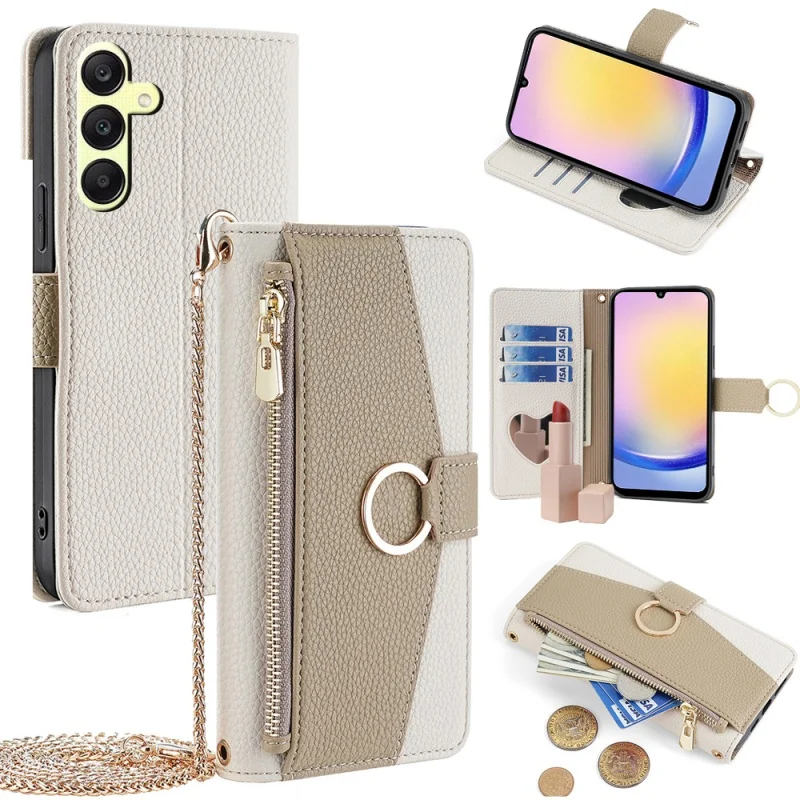 Luxury Leather Wallet Phone Case with Mirror Cover