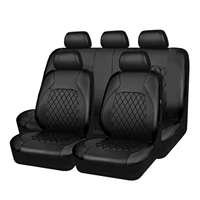 9 pièces housses de siège de voiture ensemble housses de Protection de siège en cuir PU ensemble complet taille universelle avant arrière complet avec housses d'appui-tête 1