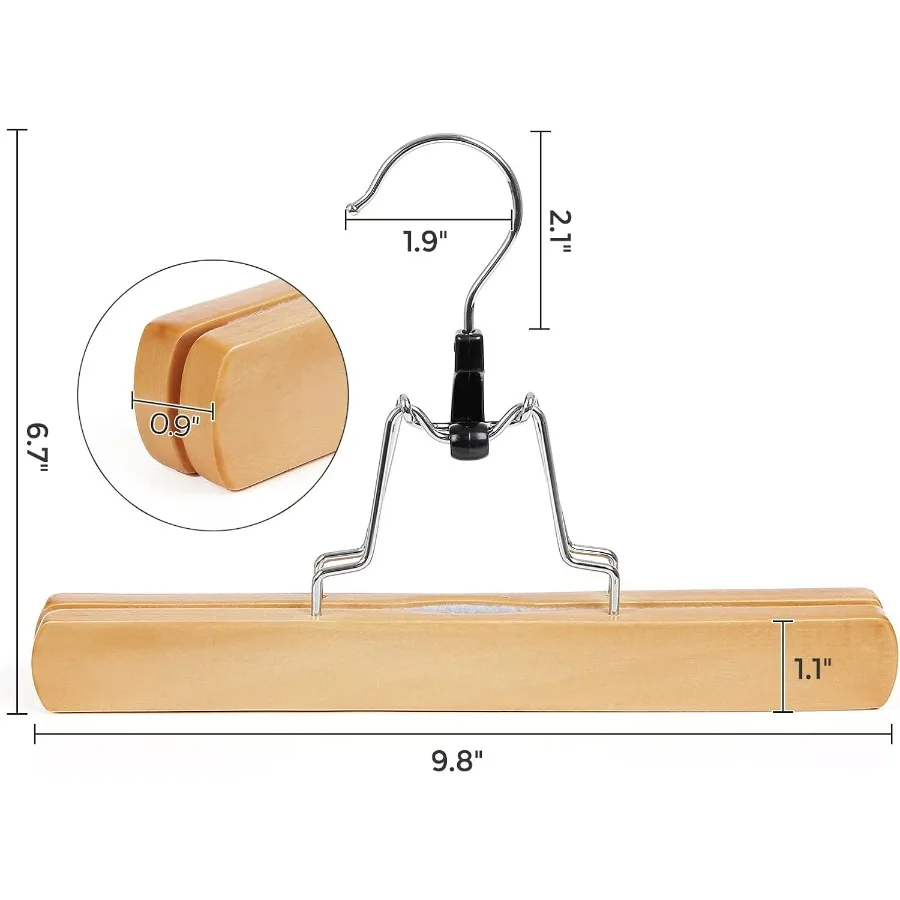 12 Pack Wooden Pants Hangers Premium Solid Wood with NonSlip Felt for Secure Clothing Storage Smooth Finish Design with 360 Swi