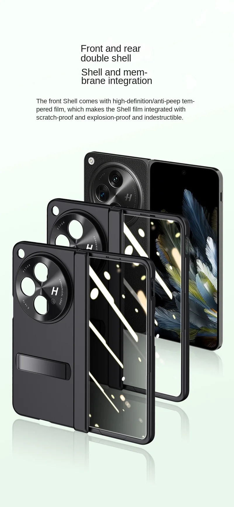 With Privacy Temped Glass Flim Full Protect Case For OnePlus One Plus Open Spring Hinge Hold Lens Cama protect_voghion.com