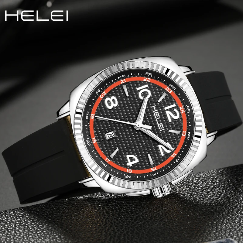 HELEI Promotional Model Trendy Simple Helmsman Series Multifunction Quartz Movement 2024 Men's Quartz Watch Men's Watches