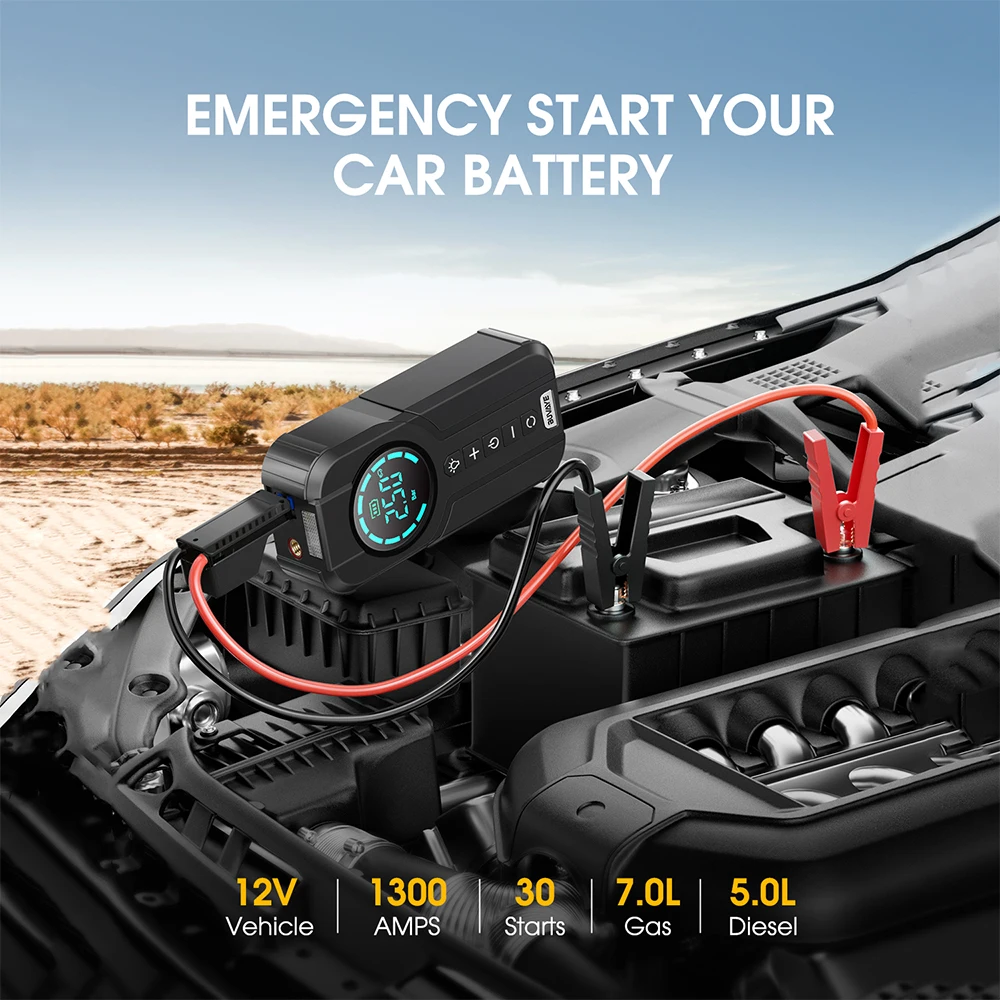 

20000mAh Car Jump Starter Power Bank 2000A Car Battery Charger Auto Emergency Booster Starting Device Jumpstarter for 12V Cars