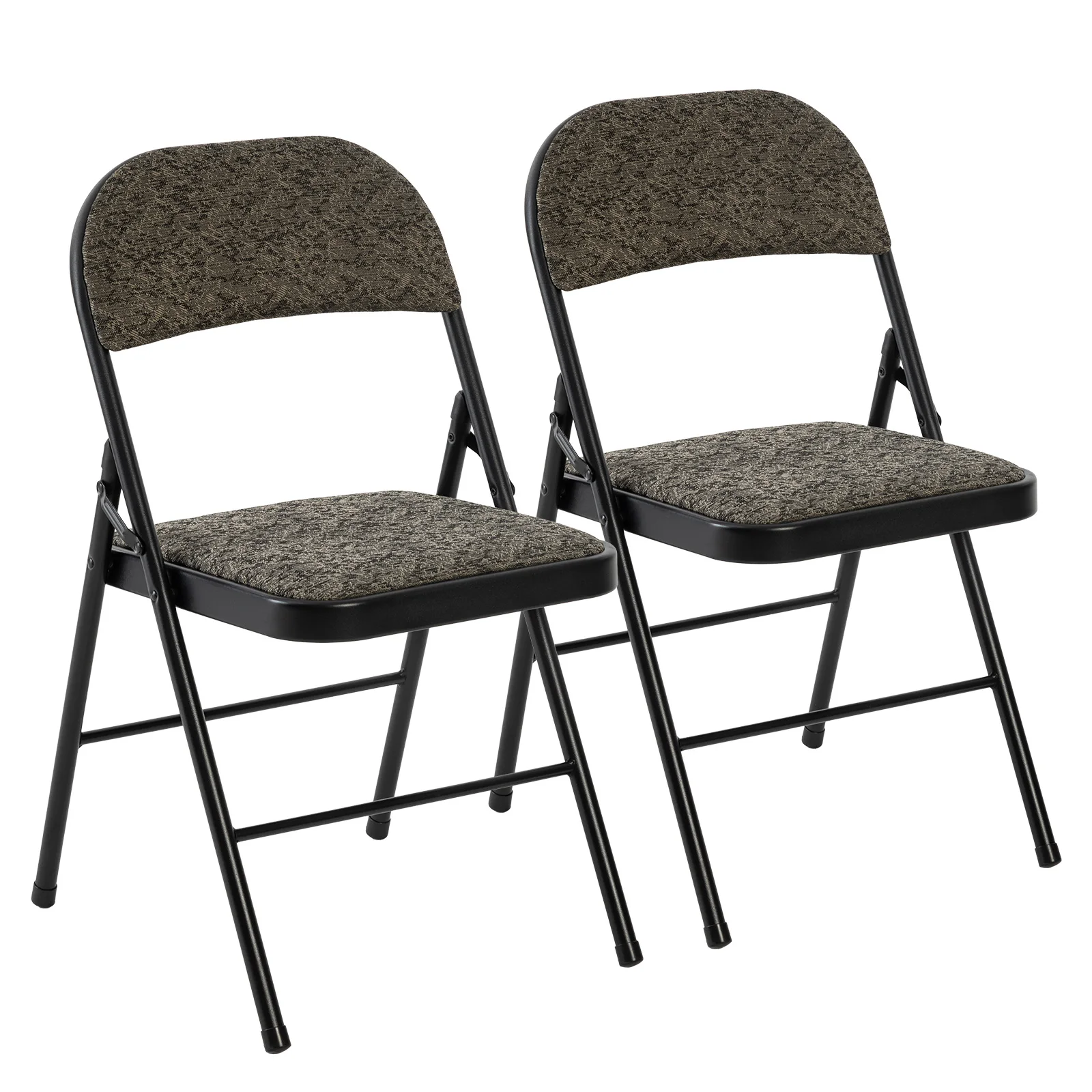 JHK 2 Pack Fabric Folding Office Chairs with Padded Cushion and Back Stackable Portable Chairs Set with Durable Steel Frame for Home Office — black
