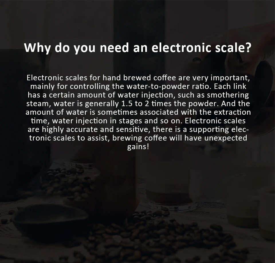 LED Digital Coffee Scale with Timer 4 Modes Rechargeable Kitchen Scale Multifunctional Weighing Scale with High Precision Sensor