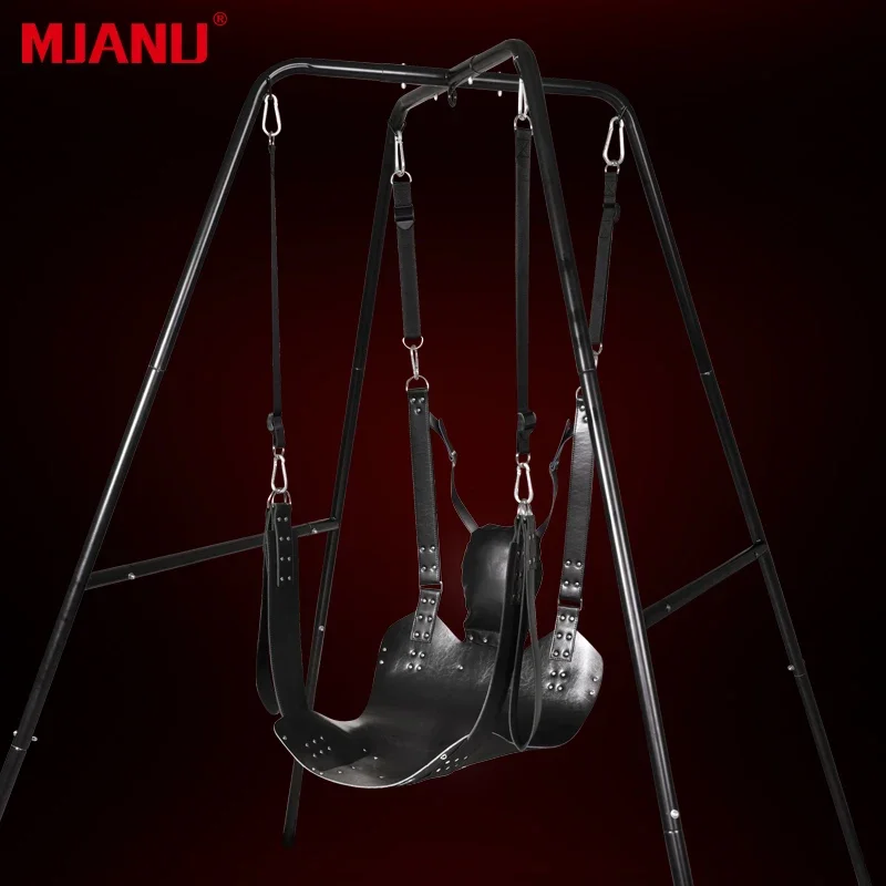 Adjustable Couple's Sex Swing with Support Frame-Erotic Position Aid Cushion Included Durable Easy to Clean Discreet Design