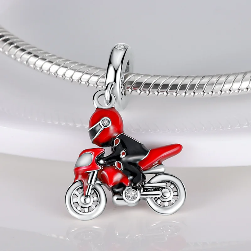 Rote Serie Anhänger-Charms Perlen Plata Charms aus 925er Silber passend für Original Marken Damen Armband Anhänger Halskette Schmuck – Detail 15