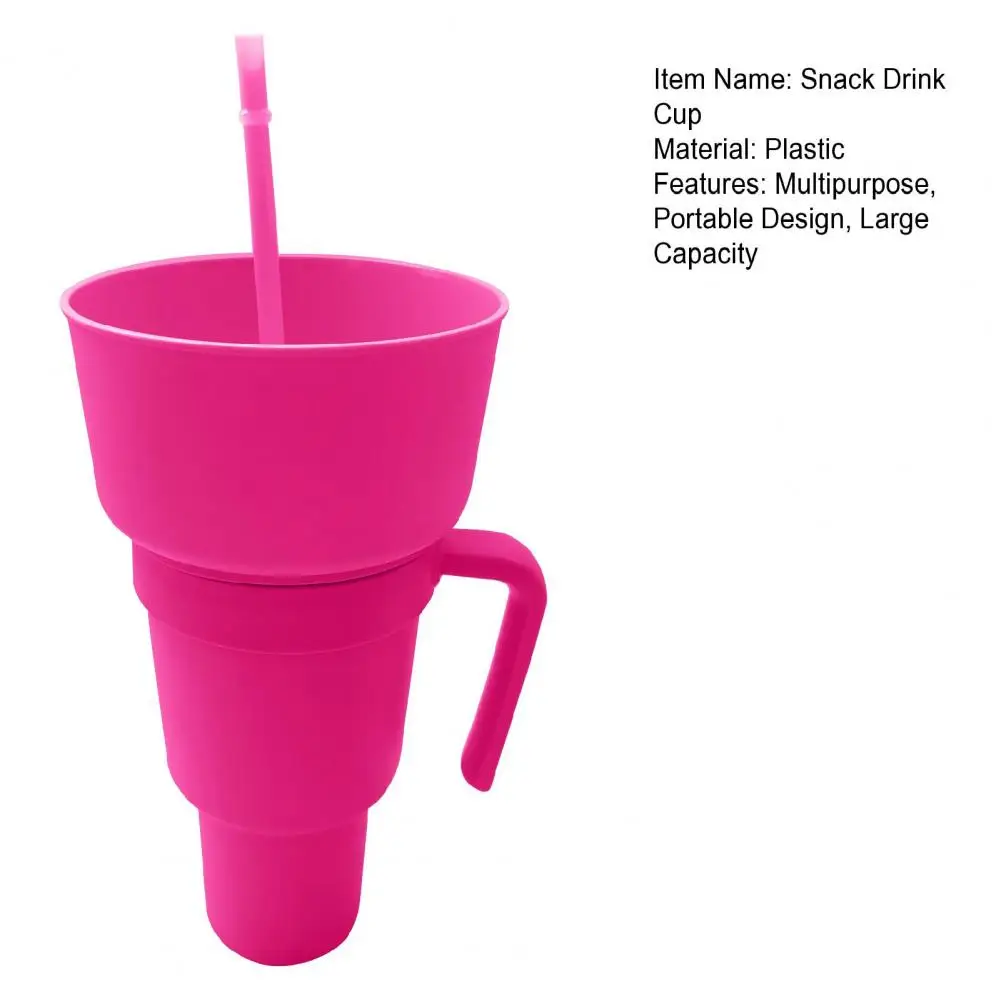 Snack Cup 2 in 1 Multifunction Color Changing Stadium Tumbler Snack and Drink Cup with Straw for Movies Home Use, Blue