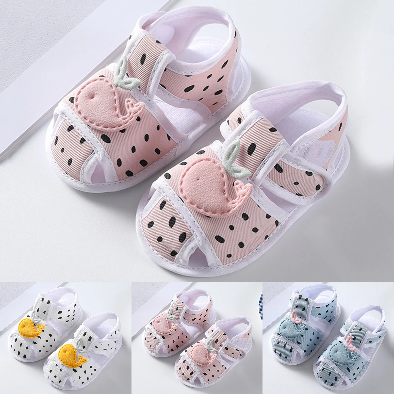 

0-12M Newborn Baby Summer Sandals Kids Canvas Shoes Casual Soft Crib Shoes Toddler First Walkers Boys Girls Sandals Crib Newborn